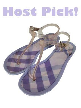 Burberry Nova Check Jelly Thong Sandals Lilac Hard-to-Find Color Y2K/Resort 7.5